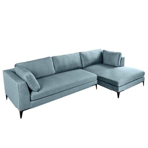 Ecksofa SIGNUM - 315cm - Petrol - Samt Ottomane rechts Bigsofa XXL 3-Sitzer Nosagfederung inkl. Kissen modern Ecksofa SIGNUM - 315cm - Petrol - Samt Ottomane rechts Bigsofa XXL 3-Sitzer Nosagfederung inkl. Kissen modern