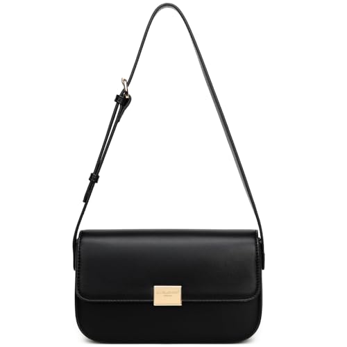 David Jones – Bolso bandolera para mujer – Mano de piel sintética rígida – Bolsa con solapa – Para fiesta – Teléfono elegante clásico chic, Negro