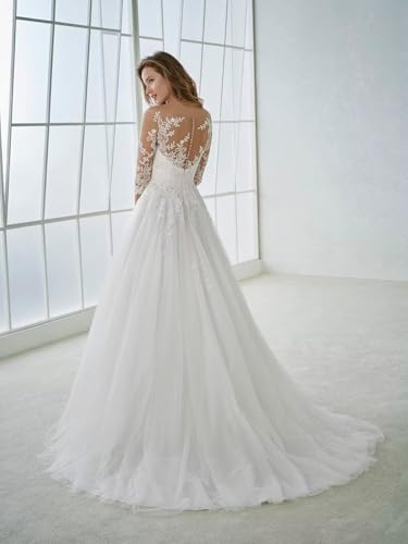 Women's Lace Mermaid Long Sleeves Wedding Dress for Bride Floor Length Beach Bridal Dress for Women2