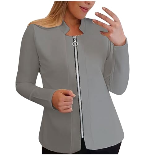 Items Blazer for Women Plus Size Zip up Long Sleeve Notch Lapel Solid Blazers Slim Fit Minimalist Business Office Suit Coat