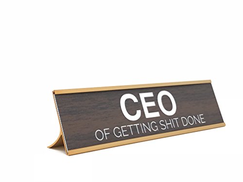 Aahs Engraving Novelty Desk Sign (CEO of Getting Shit Done, Brown/Gold)