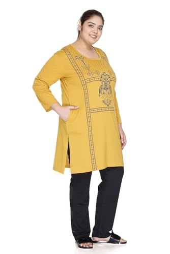 Image of In Love Women's Plus Size Printed Long Tops, Round Neck 3 /4 Sleeve Relaxed Fit Longline T-Shirt Tunic