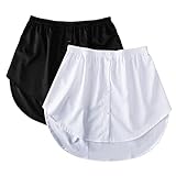 2 Stück Damen Mini Unterrock Lower Skirt Sweep Hemd Verlängerung Rock mit Knöpfen Hemdverlängerung Layering Top Unterer (WH+BK,M)