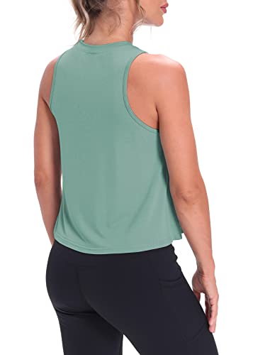Image of Mippo Crop Tops for Women Womens Workout Tops Flowy Cropped Tank Tops Athletic Shirts