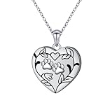 925 Sterling Silver Cute Paw Print Forever Love Heart Pendant Necklace/Bracelet/Stud Earrings Gift for Women Teen Girls, Box Chain 18