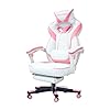 Headmall pink gaming chair with footrest ergonomic oversized manufactured by listed companyvideo game chairs with lumbar and head pillow for adults teens secret lab white pink  urban country home decor