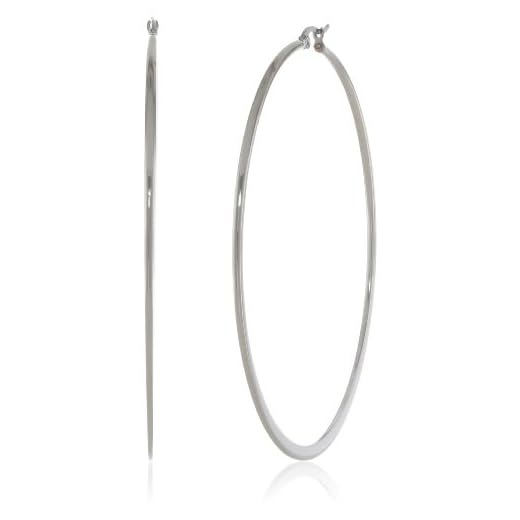 Amazon Essentials Stainless Steel Flattened Hoop Earrings (70mm) (previously Amazon Collection)