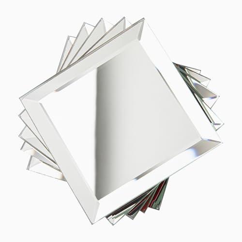 Soulscrafts 80 Pcs Beveled Mirror Tiles, 3 Inch Silver Square Mirror Glass Tiles for Kitchen Backsplash Bathroom Shower Wall, 5 SQ.FT