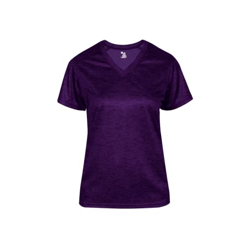 Badger Sports Ladies' V-Neck Tee Purple Tonal Blend X-L
