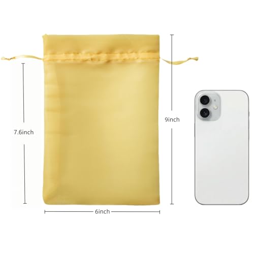 Image of QIANF 20 Pcs Gold Small Organza Bags 6X9 inch for Wedding Favors with Drawstring, Mini Mesh Gift Bags Jewelry Pouch for Candy Bridal Shower Party Favor Baby Shower Christmas