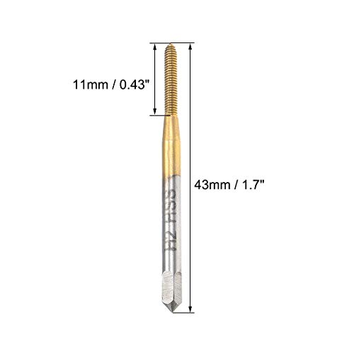 Uxcell A19051000UX0622 Thread Forming Tap M2 Thread 0.4 Pitch H2 Hss Titanium Coated thumb #1