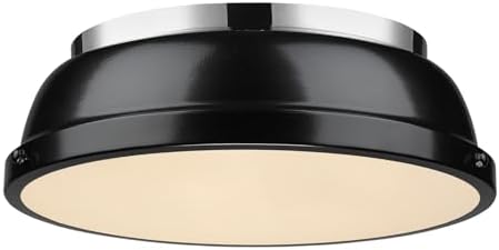 Golden Lighting 3602-14 CH-BK Duncan Flush Mount, Chrome with Black Shade