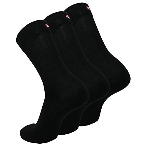 DANISH ENDURANCE Chaussettes de Coton (Noir - 3 Paires, EU 39-42)