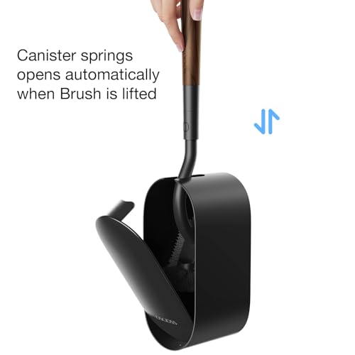 Image of Toilet Bowl Brush and Holder, OSCIOSS Toilet Brush Set with Ergonomic Design, Compact Size, Durable Bristles, RV Toilet Brushes & Holders for Dead Corner Clean (Wood&Black, 2pack)
