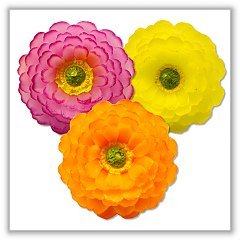 Zinnia Flower Floating Candles - Fuchsia, Orange, Yellow - Boxed Set of 3