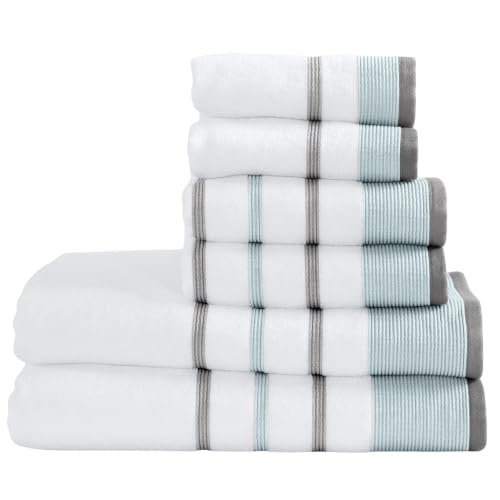 Great Bay Home Decorative Bath Sheet Set - Luxury Cotton 6 Piece Bath Sheet Set - Luxurious, Ultra-Soft, Durable Towels for Bathroom Decor (Eucalyptus/Grey)