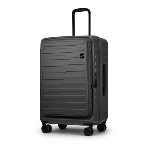 Image of F Gear Sedona Medium 65cm German Polycarbonate Hard Luggage|8 Japanese Hinomoto Silent Wheels |Expandable Check-in Front Opening Suitcase for Travel| Anti-Theft Zipper, TSA 007 Lock (Steel Grey)
