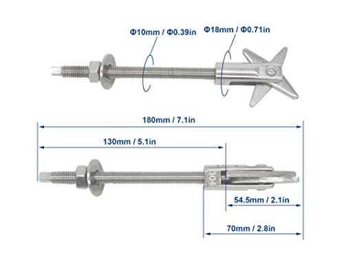 Boulons d'ancrage à bascule M10 en acier inoxydable 304 robustes - 2