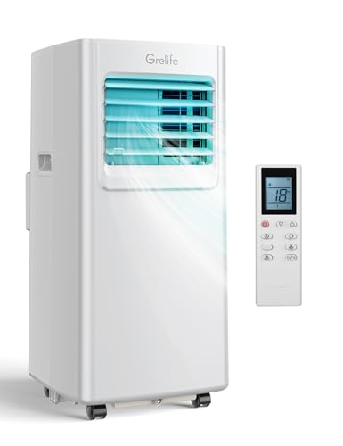 Grelife Portable Air Conditioners Cools Up to 350 Sq.Ft,4-in-1 Energy Portable AC Unit,Smart Control,48dB Quiet,24H Timer for Office, Bedroom Cooler
