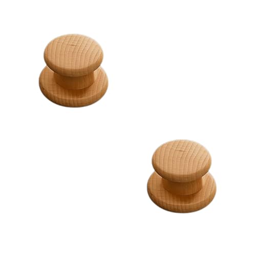 Image of 1.5 Piece Steam Beech Wood Drawer Knob 1.5 Inch| Premium Wooden Cabinet Door Handle | Round Furniture Knobs for Drawers, Wardrobes & Cupboards | Natural Finish Pull Handle for Home & Kitchen