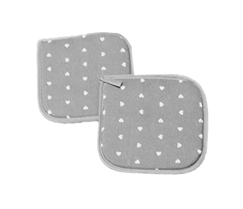 Russo Tessuti Set Coppia 2 Presine Cucina Forno Cuoricini-Grigio