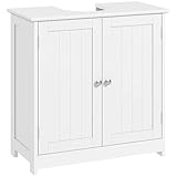 kleankin Pedestal Sink Storage Cabinet, Vanity Base Cabinet, Under Sink Bathroom Cabinet with U-Shape Cut-Out and Adjustable Internal Shelf, White