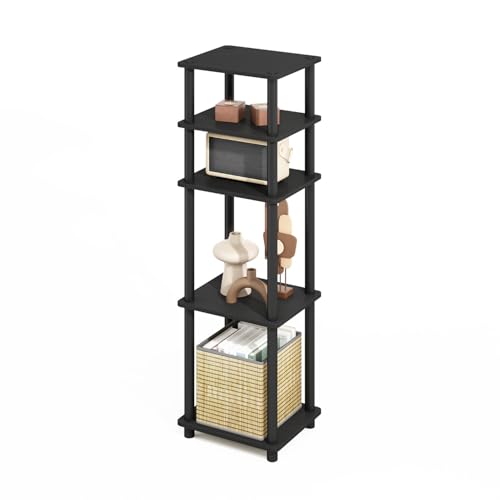 Image of Furinno Turn-N-Tube Storage Shelves, Stackable Standing Shelf, Open Corner Shelf, for Organization and Storage, Living Room, Garage, Home Office, Americano
