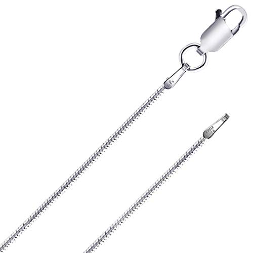 925 Sterling Silver Italian 1mm 8 Side Diamond Cut Snake Chain Crafted Necklace Strong - Lobster Claw Clasp/Extra Clasp (16, sterling-silver)