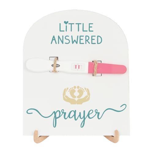 Image of Little Answered Prayer Pregnancy Announcement for Husband, Baby Announcements Ideas Pregnancy Reveal Gift for New Grandma Grandpa Test Keepsake Wooden Sign