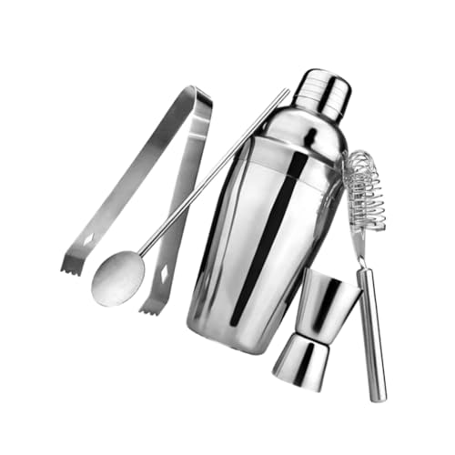 HYTROVE 5 Piezas Coctelera Inoxidable Set Profesional con Medidor y Colador Antideslizante para Cocteles Bar Hogar y Fiestas