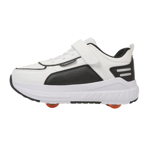 Surwin Zapatillas con Ruedas Niña, Zapatos de Niños con Ruedas Zapatillas de Skateboard Hebilla de Nailon Zapatos de Skate Roller Skate Shoes Sneakers Moda, Regalo de Cumpleaños (Negro C,36)