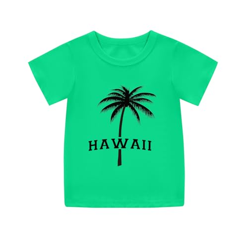 Image of Girls Hawaiian Print Beach T-Shirt Crew Neck Tops Summer Casual Short Sleeve Vacation Tees for Kids Teen 1-14 Years