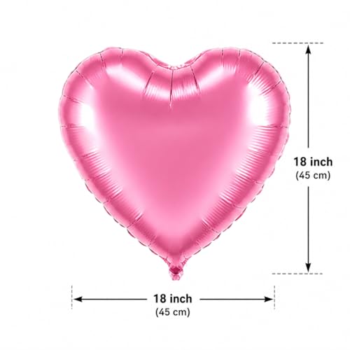 Image of Wanna Party Pink Heart Shape Foil Balloons | 18 Inch Heart Foil Balloon Set for Birthday, Anniversary, Valentine & Baby Shower Decoration | Air & Helium Supported | Pack of 4