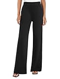 FireSwan Women's Wide Leg Dress Pants High Waisted Stretchy Work Trousers Business Casual Office Pull on Slacks with Pockets Black