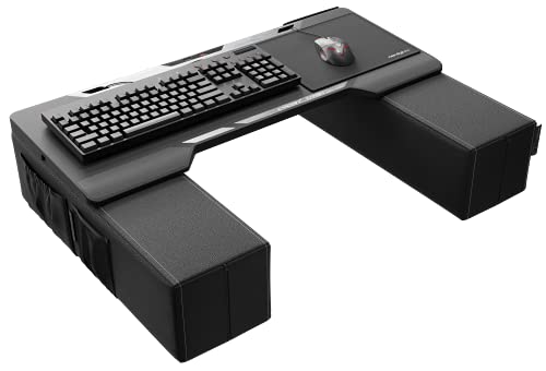 Couchmaster Cycon² Titan Edition, Couch Gaming Desk For Mouse & Keyboard (For Pc, Ps4/5, Xbox One/Series X), Ergonomic Lapdesk For Couch & Bed, Nappa Leather, Real Titanium #TOP4