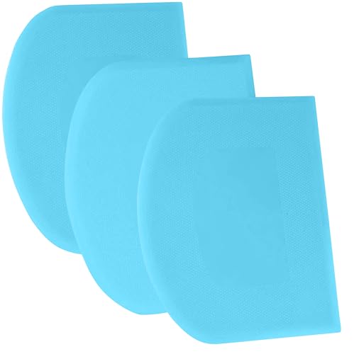 SURDOCA Dough Scraper Bench Scraper - 3P 4.7x3.7" Plastic Flexible Bowl Scraper, Sharp Edge & Angles Cake Scraper. Non-Slip Bakeware Decorating Tools Sculpting & Modeling Tools - Pure Blue