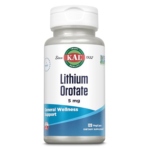 KAL Lithium Orotate 5 milligrams | Low Serving Of Chelated Lithium Orotate For Bioavailability and