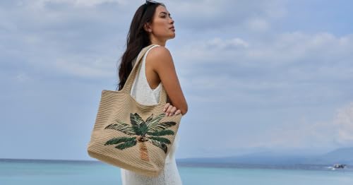 Image of The Sak Crafted Classics Tote Bag - Hand Crochet Women's Purse For Everyday, Travel, Beach Bag - Carryall Shoulder Bag Straps