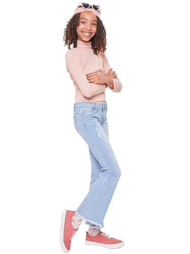 YMI Girls Sustainable Wannabettafit Frayed Flare Jeans2