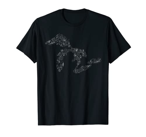 T-shirt Collage Great Lakes Up North Camping Nature T-Shirt Cover