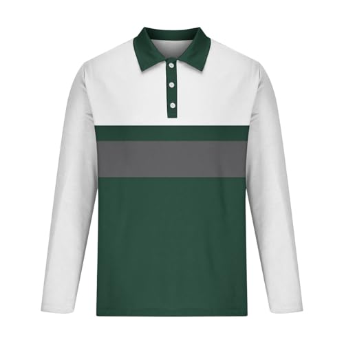 Cambkatl Men's Long Sleeve Golf Shirts - Color Block 2025 Fall Stretch Lapel Button Up Business Casual Tennis T-Shirt3