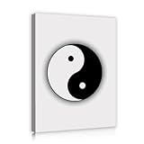 陰陽太極拳キャンバスプリントブラックホワイトミニマリスト禅壁アートオリエンタルテーマ絵画ポスターリビングルーム寝室の家の装飾75x100cmインナーフレーム