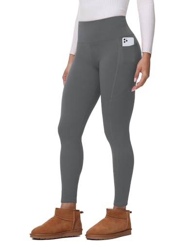 YOYOYOGA Fleece Lined Leggings Women with Pockets Tummy Control High Waisted Thermal Yoga Pants Workout Warm Winter