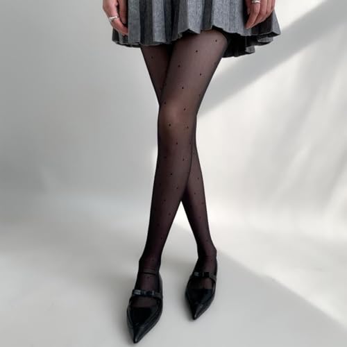 Muineobuka Women Y2K Pantyhose Heart Printed Elastic Semi Opaque Stocking Leggings Lace Stripe Lolita Tights Streetwear2