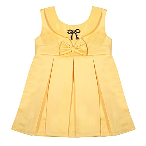 Image of SELVEL Baby Girls Frock Dress | Pleated Knee-Length Satin Dress (STN-PB-0361)