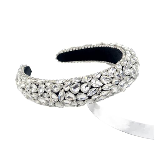 DUnLap Corona Cumpleaños Boho magnífico Acolchado Barroco Diademas de Lujo Crystal Hairbands for Mujer Rhinestone Tiara Bling Accesorios for el Cabello Corona (Material : 19)