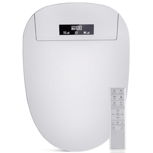 Aquonderful Bidet Toilet Seat with Adjustable Heated Seat & Water, Air Dryer, Quiet Close Lid, Wireless Remote - Electric Bidet Seat 201SP (Elongated)
