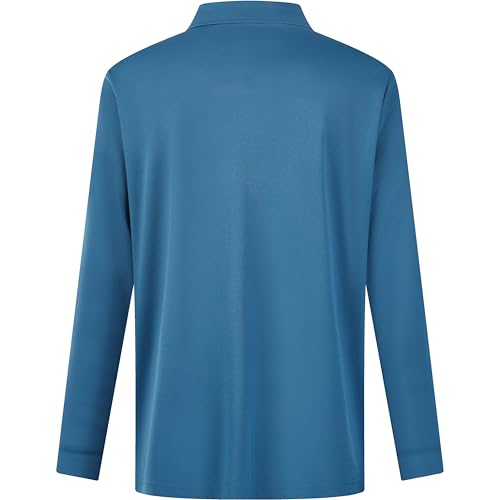 Image of Mens Golf Shirt Long Sleeve Moisture Wicking Dry Fit Performance Solid Pique Collared Golf Polo Shirts for Men
