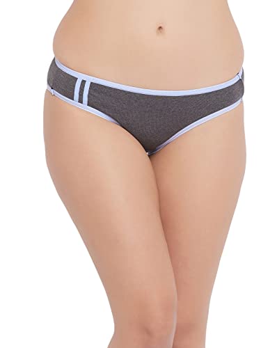 Image of Clovia Women's Cotton Low Waist Bikini Panty in Grey