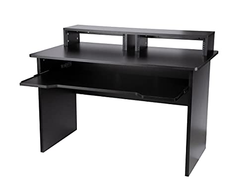 Monoprice Studio Workstation with Dual 3U Rack Bays and 66-key Keyboard Controller Tray, For Modern...